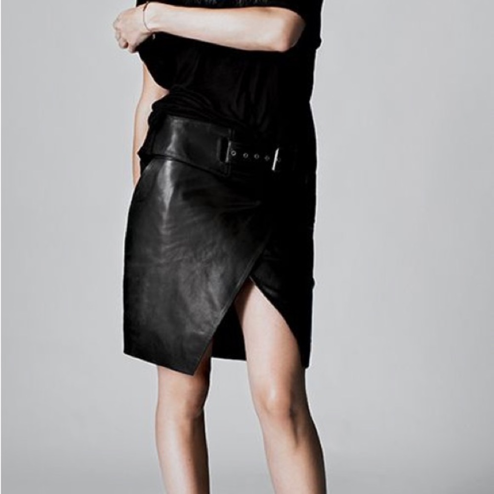 Elin Kling Black Lamb Leather Skirt
